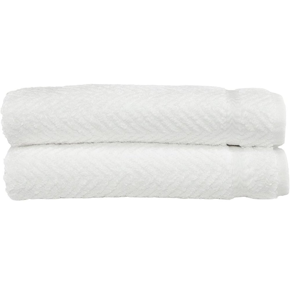 New Linum Home Textiles 100% Turkish Cotton Herringbone Hand Towels, White, 2 Pi